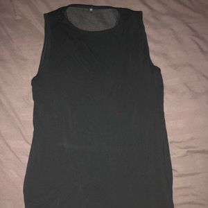 Black tie back tank top with mesh back